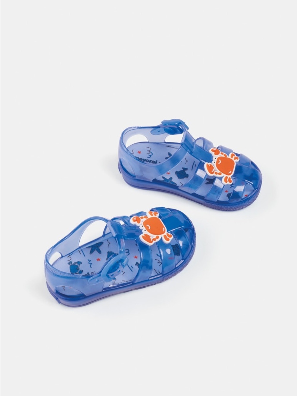 Mayoral Blue Jelly Sandals with Orange Crab Accents